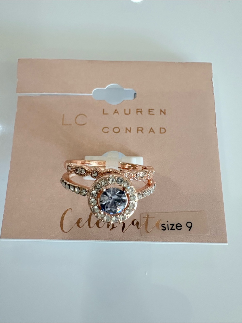 Rose Gold Ring Set with Clear Crystal by Lauren Conrad